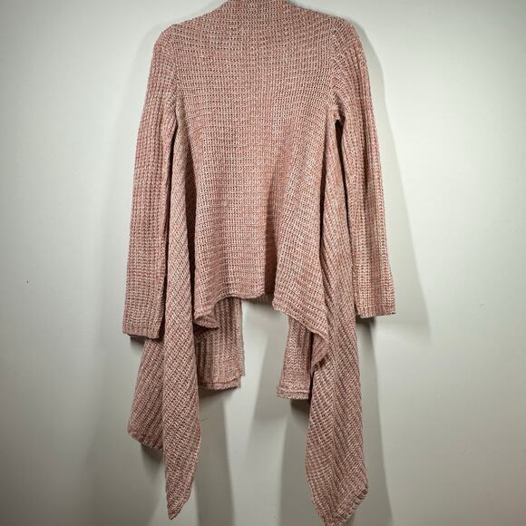 PINK ROSE Peach Knit Sweater Open Front High Low Cardigan L - Picture 2 of 5